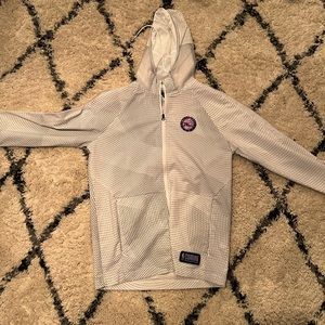 White reflective zip-up sixers hoodie